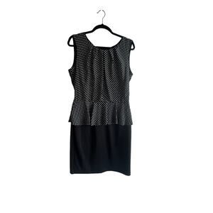 Enfocus Studio Ruffled Pencil Skirt DRESS 12 Black White Sleeveless Mob Wife